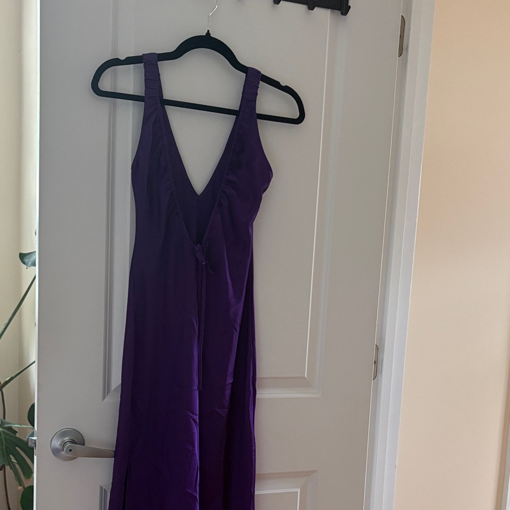 Purple V-Neck Women's Dress